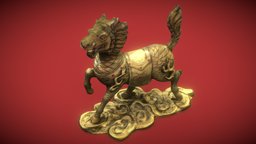 Chinese Qilin Statue Low polygon