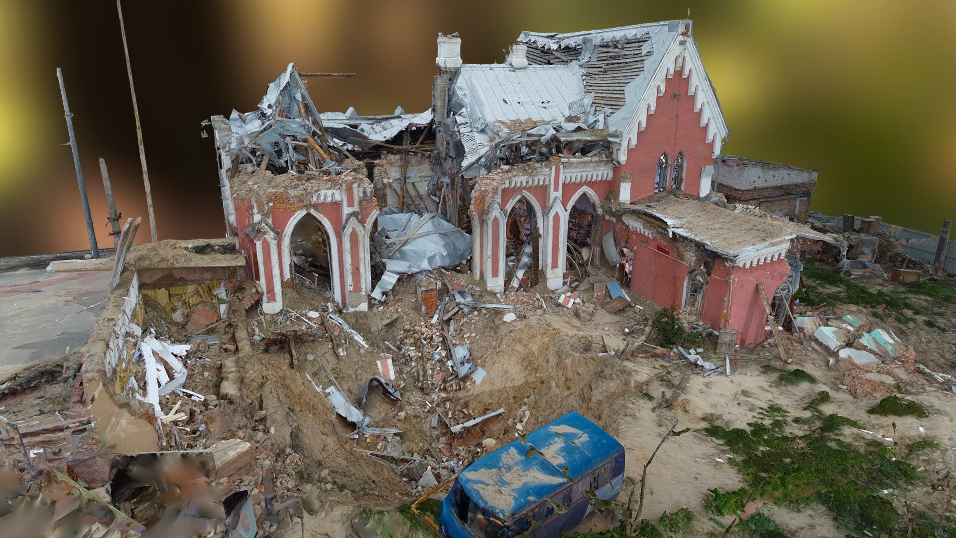 Bombed Chernihiv historic library (Ukraine) 3d model