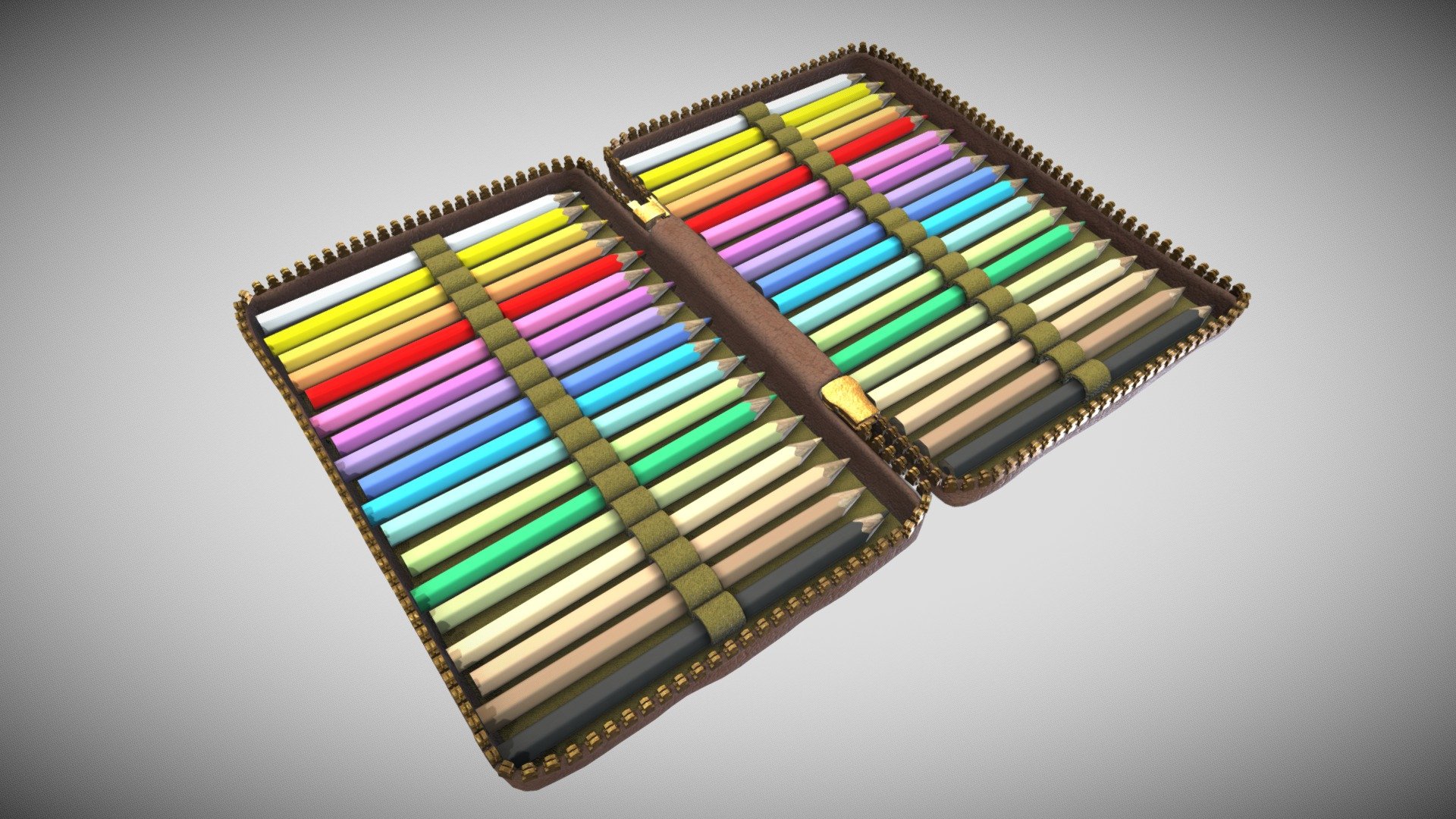 Colored Pencil Case 3d model