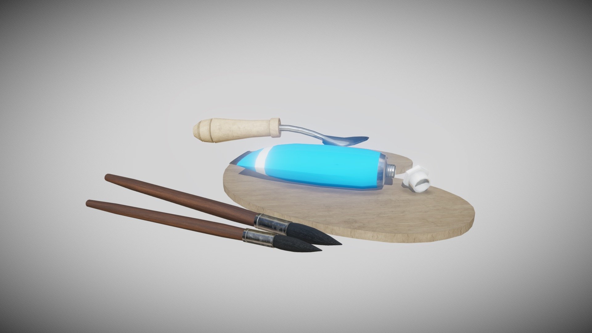 Painter Mixed Set Low Poly Game Ready PBR 3d model