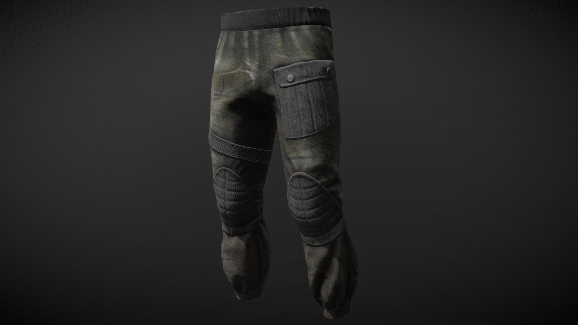 Pants with knee pads in camouflage 3d model