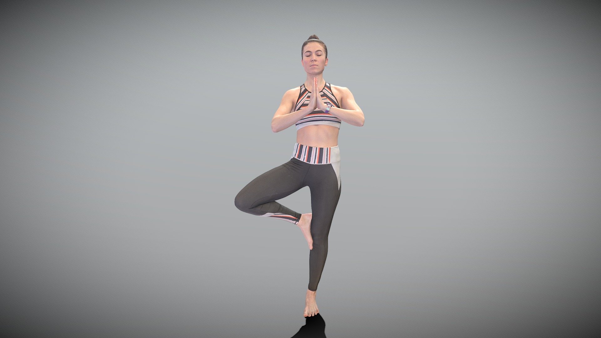 Sporty young woman meditating 378 3d model