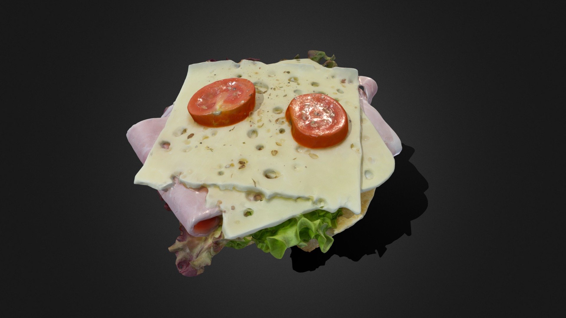 German Bread Roll Sandwich 3d model