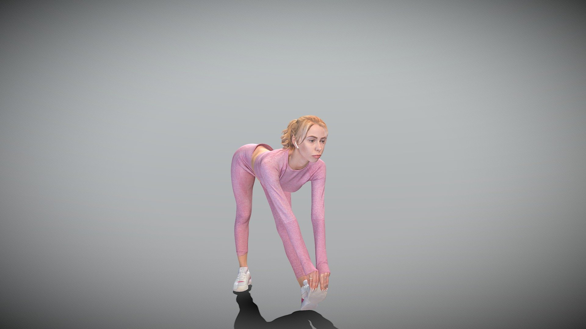 Sporty young woman in tracksuit training 383 3d model