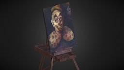 Crazy Clown Canvas and easel