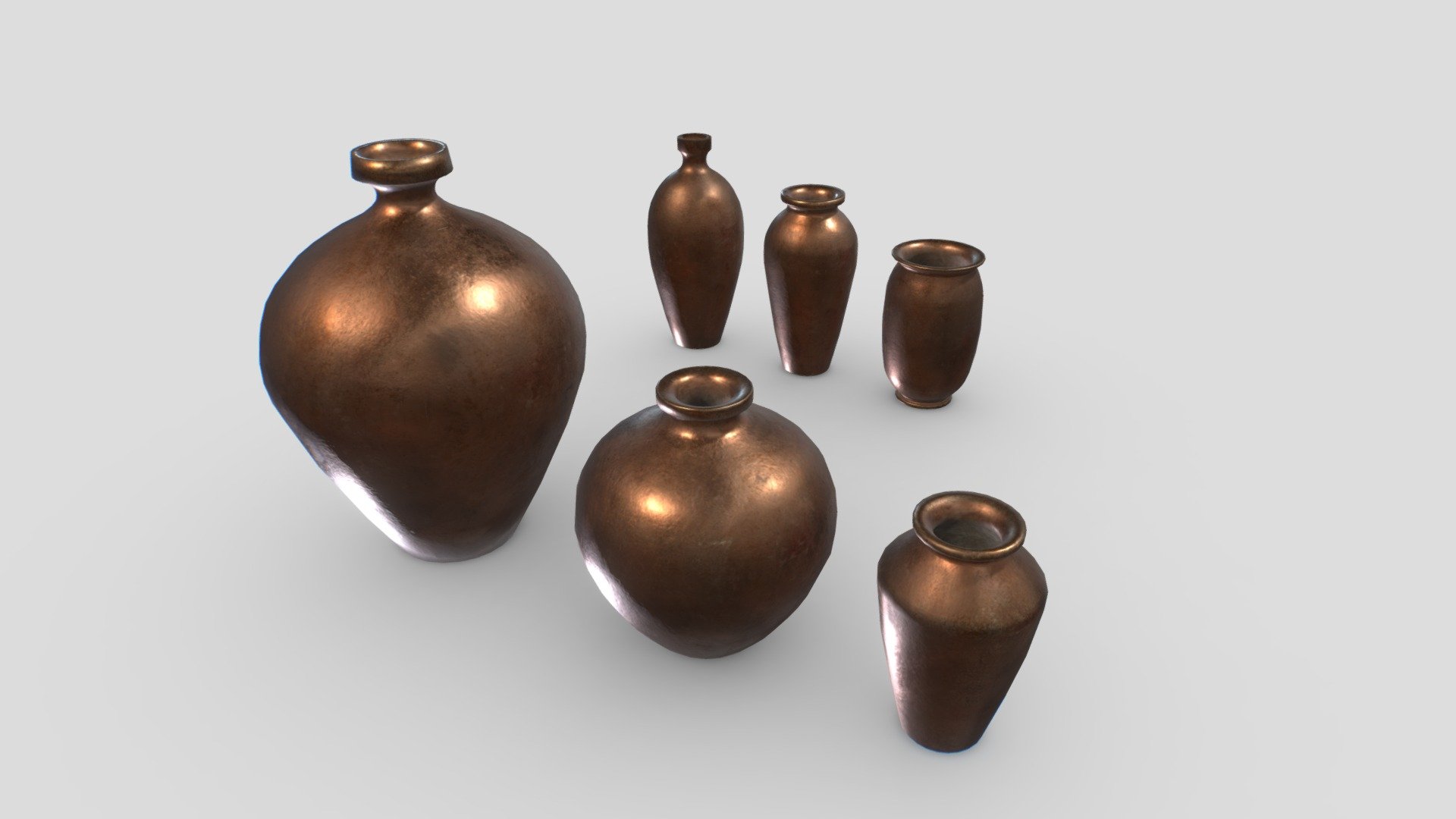 Old Copper Jars pack 1 3d model