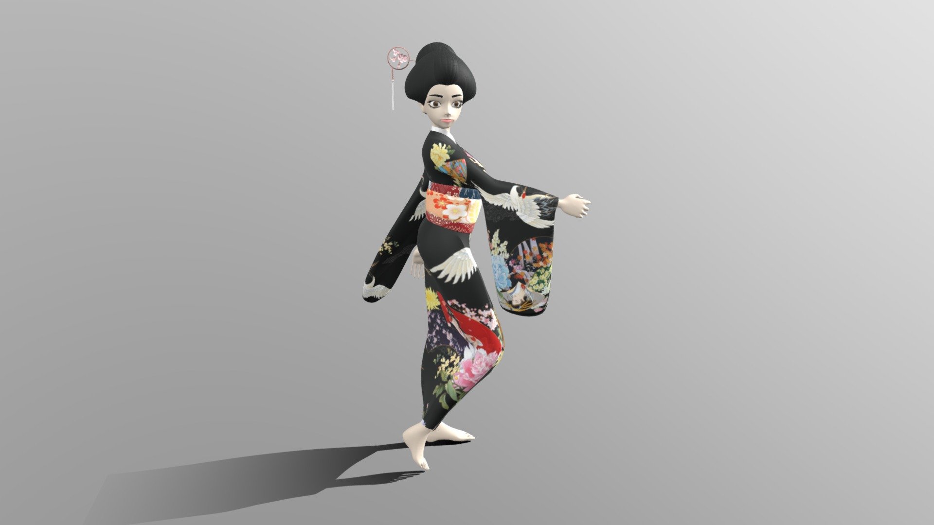 japan girl Kimono 3d model