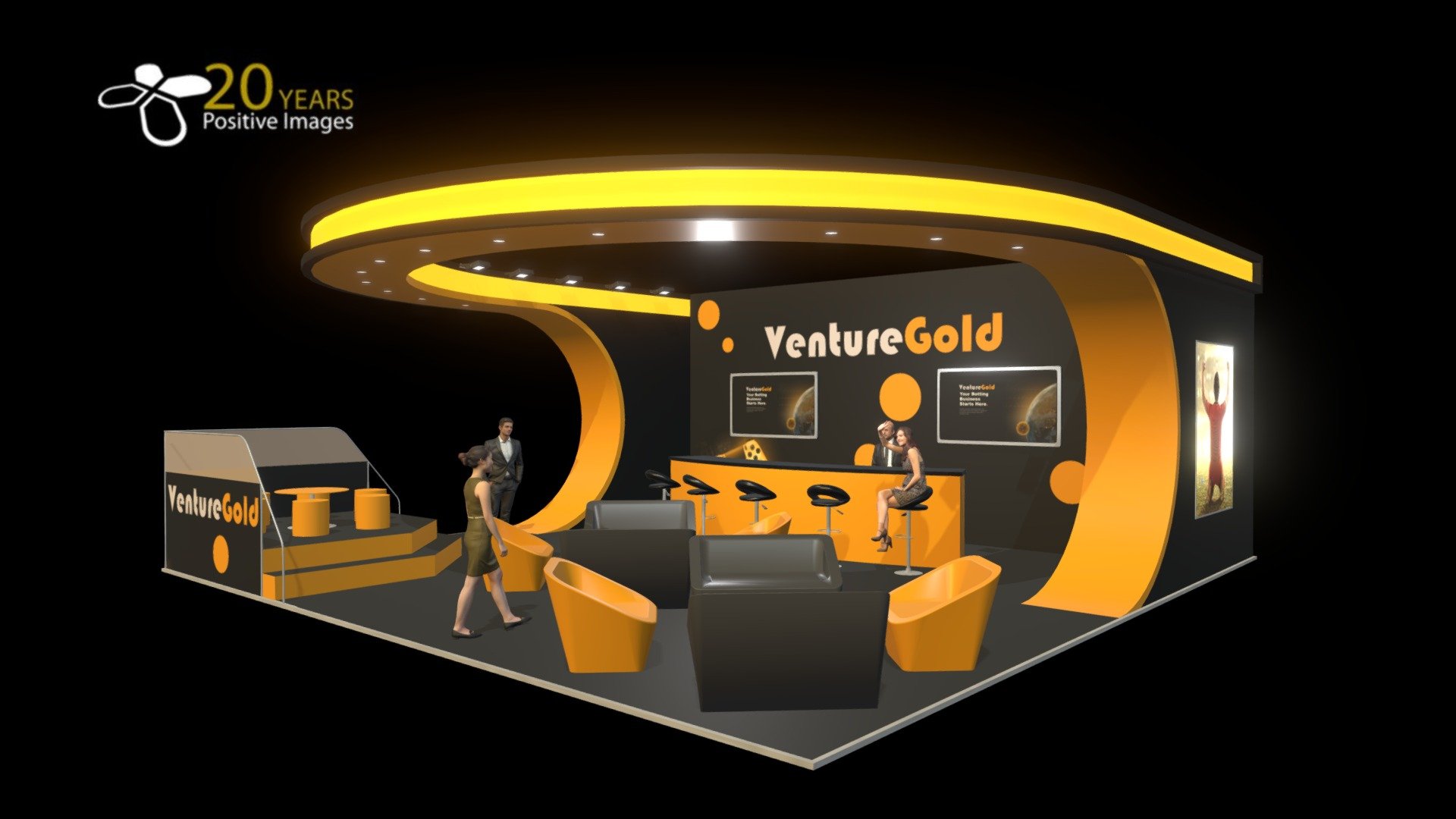 Venture Gold custom exhibition stand 3d model