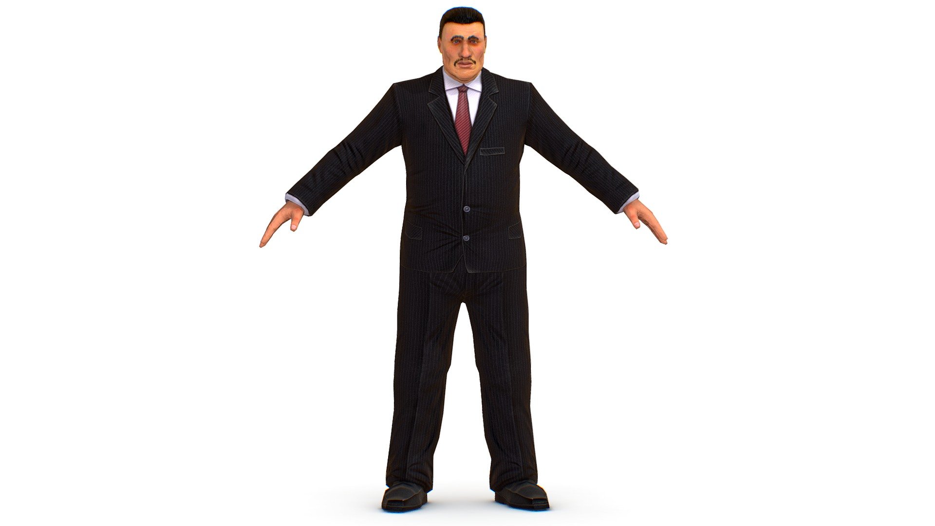 LowPoly Man Body Boss Jacket Suit 3d model