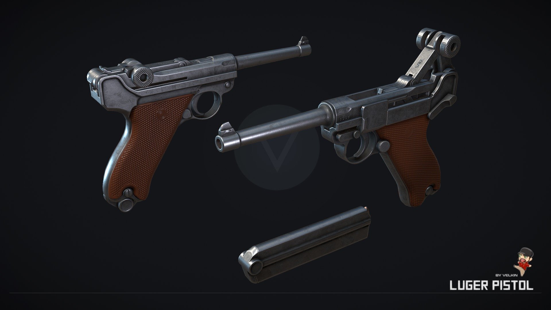 WW2 Luger Pistol 3d model