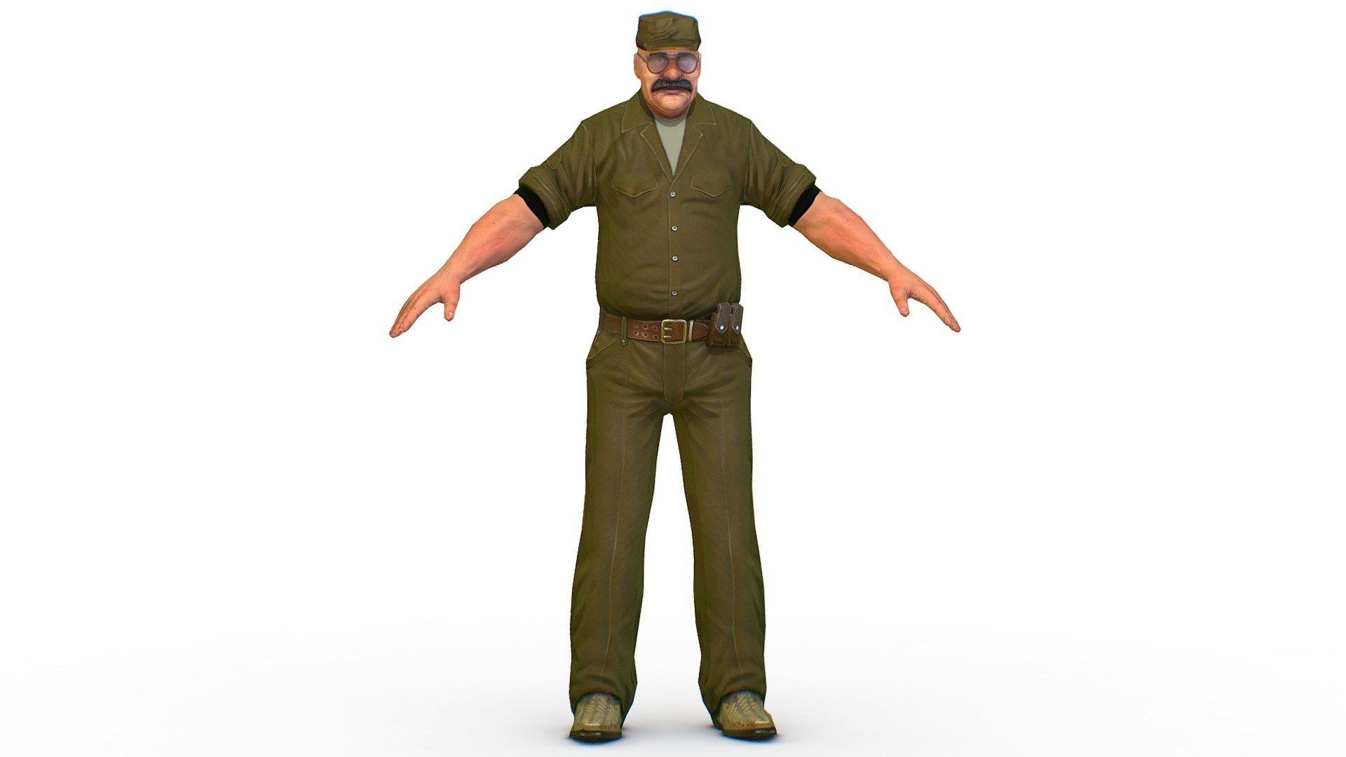 LowPoly Man Boss Slave Driver Chief Soldier 3d model