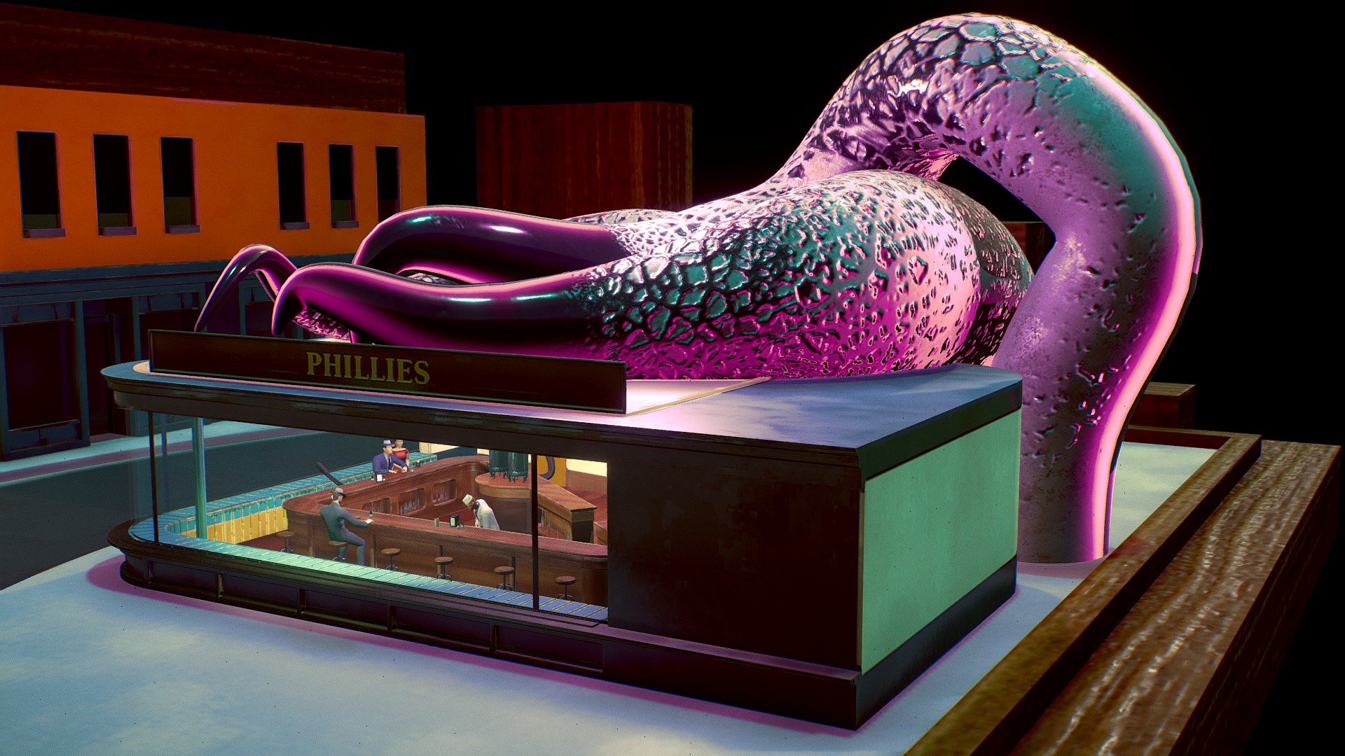 Nighthawks meets Cthulhu 3d model