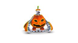 lowpoly 3d model cartoon pumpkin robot