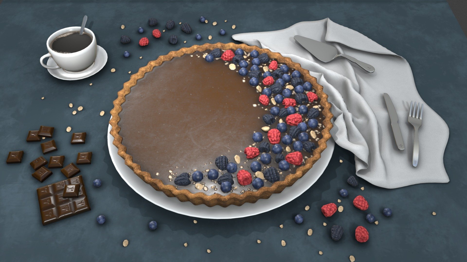 Chocolate tart 3d model