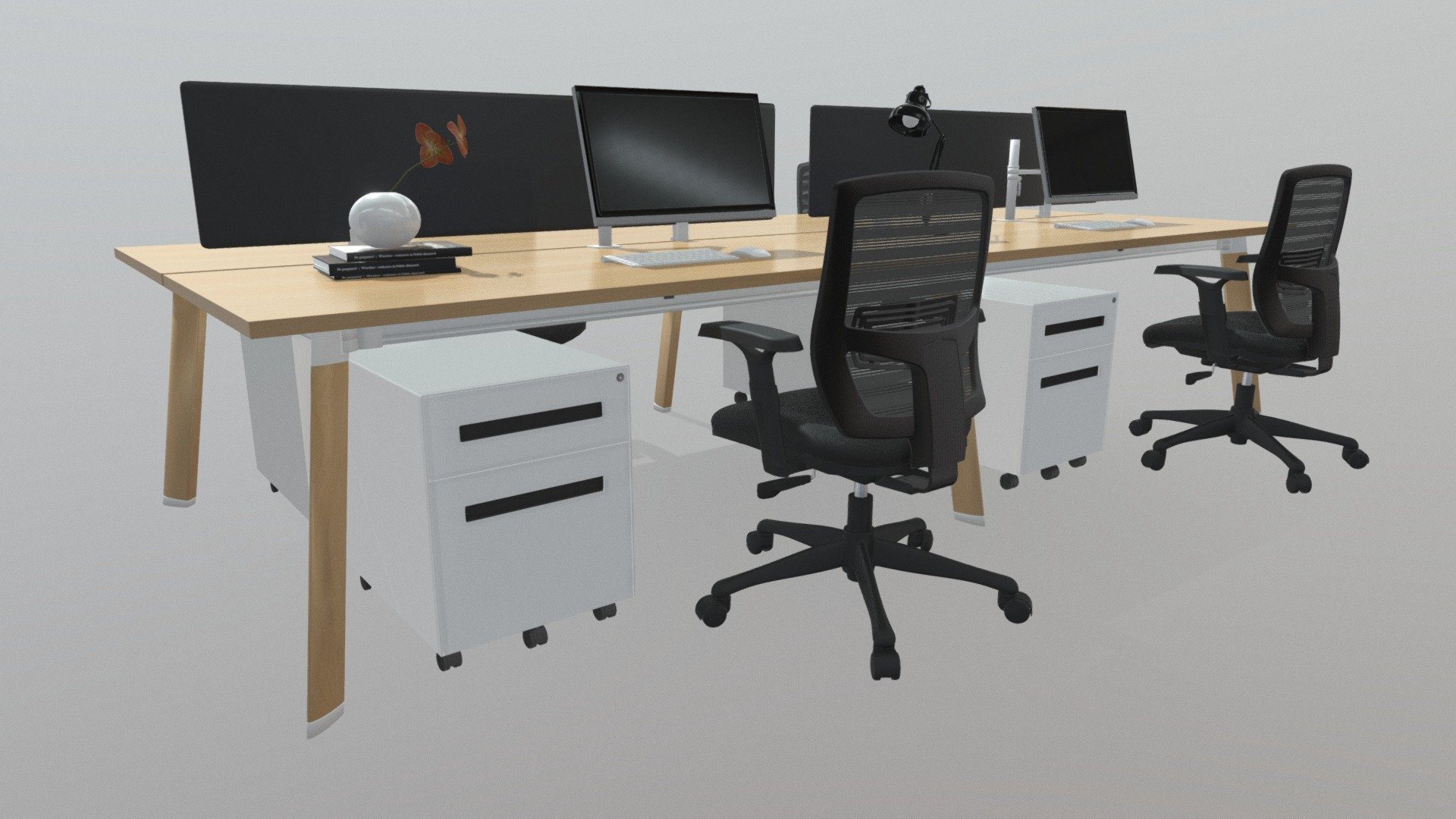 Switch 4P Workstation Natural Legs 3d model