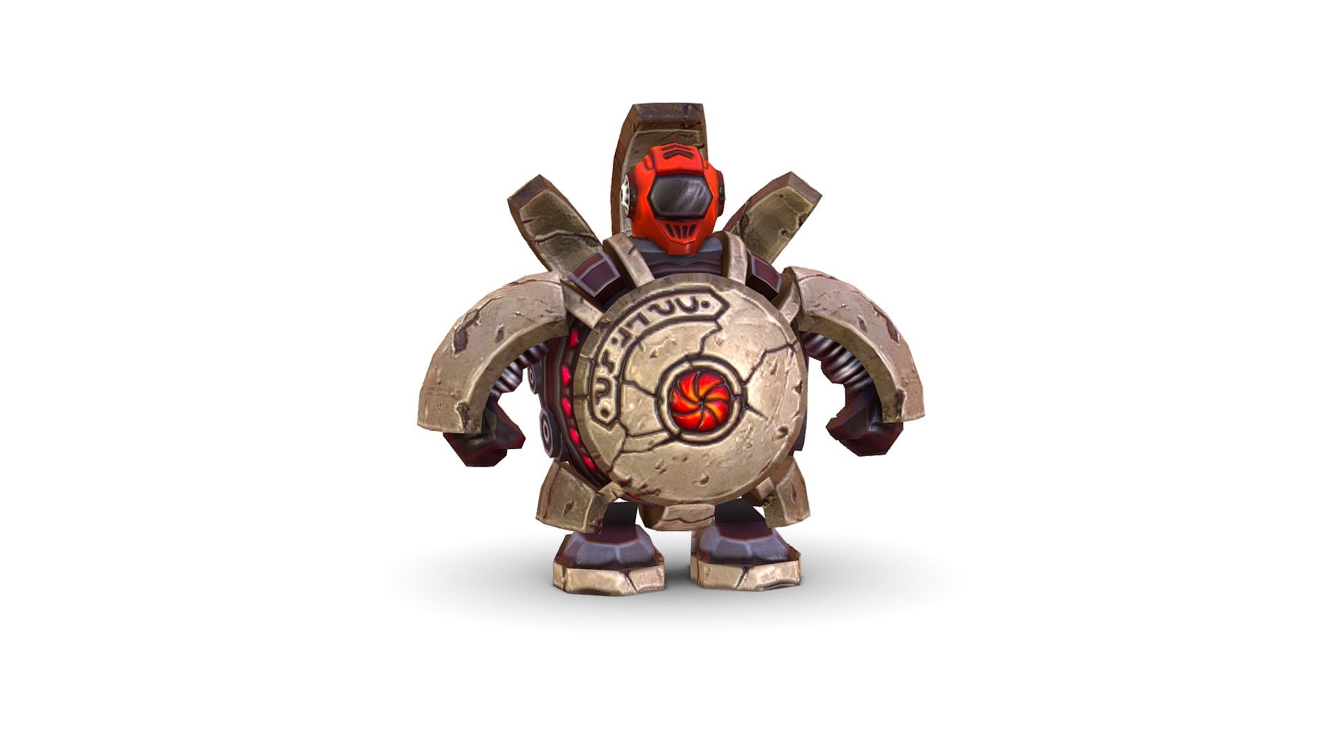 lowpoly 3d model cartoon stone robot ball 3d model