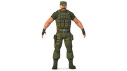 LowPoly Man Boss Slave Driver Chief Soldier