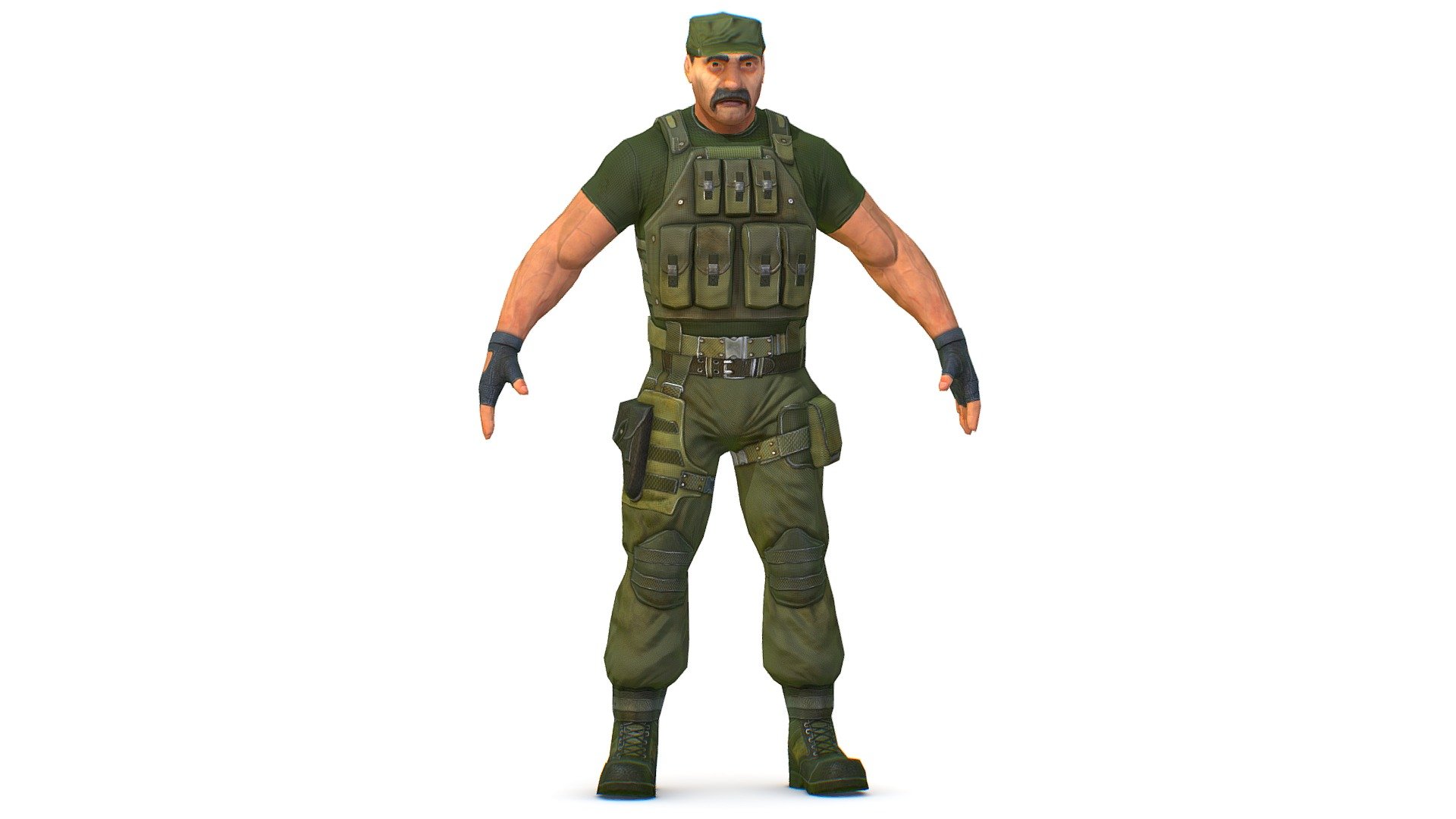 LowPoly Man Boss Slave Driver Chief Soldier 3d model