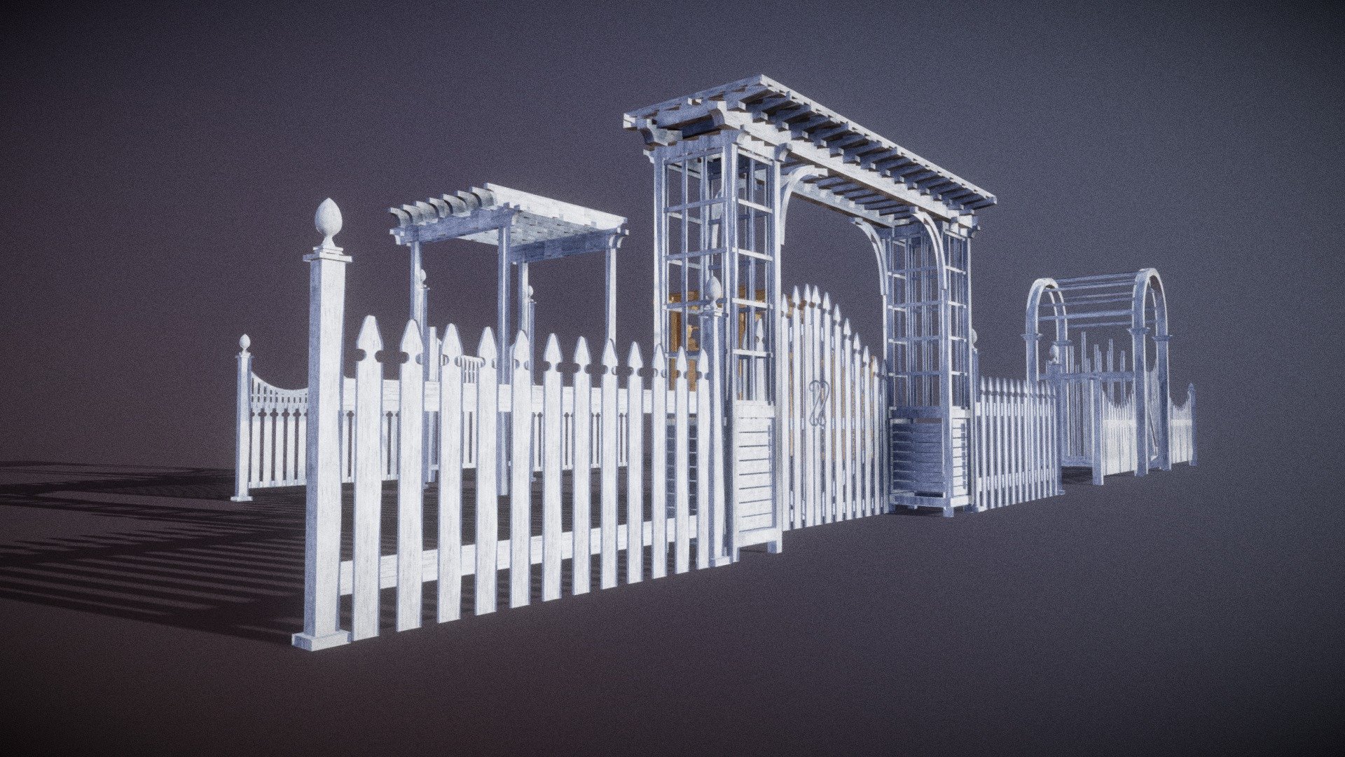 Modular Wooden Fence Collection 3d model