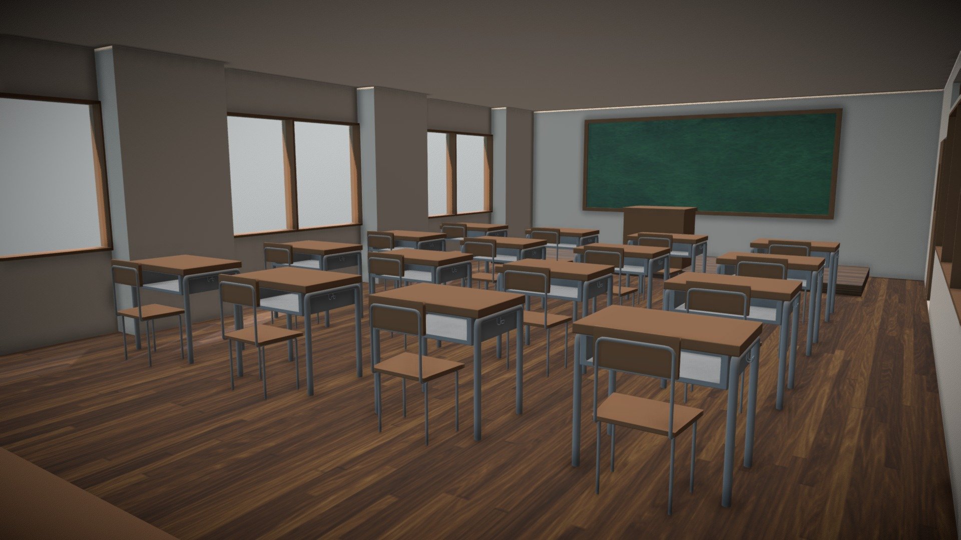 Anime Classroom 3d model