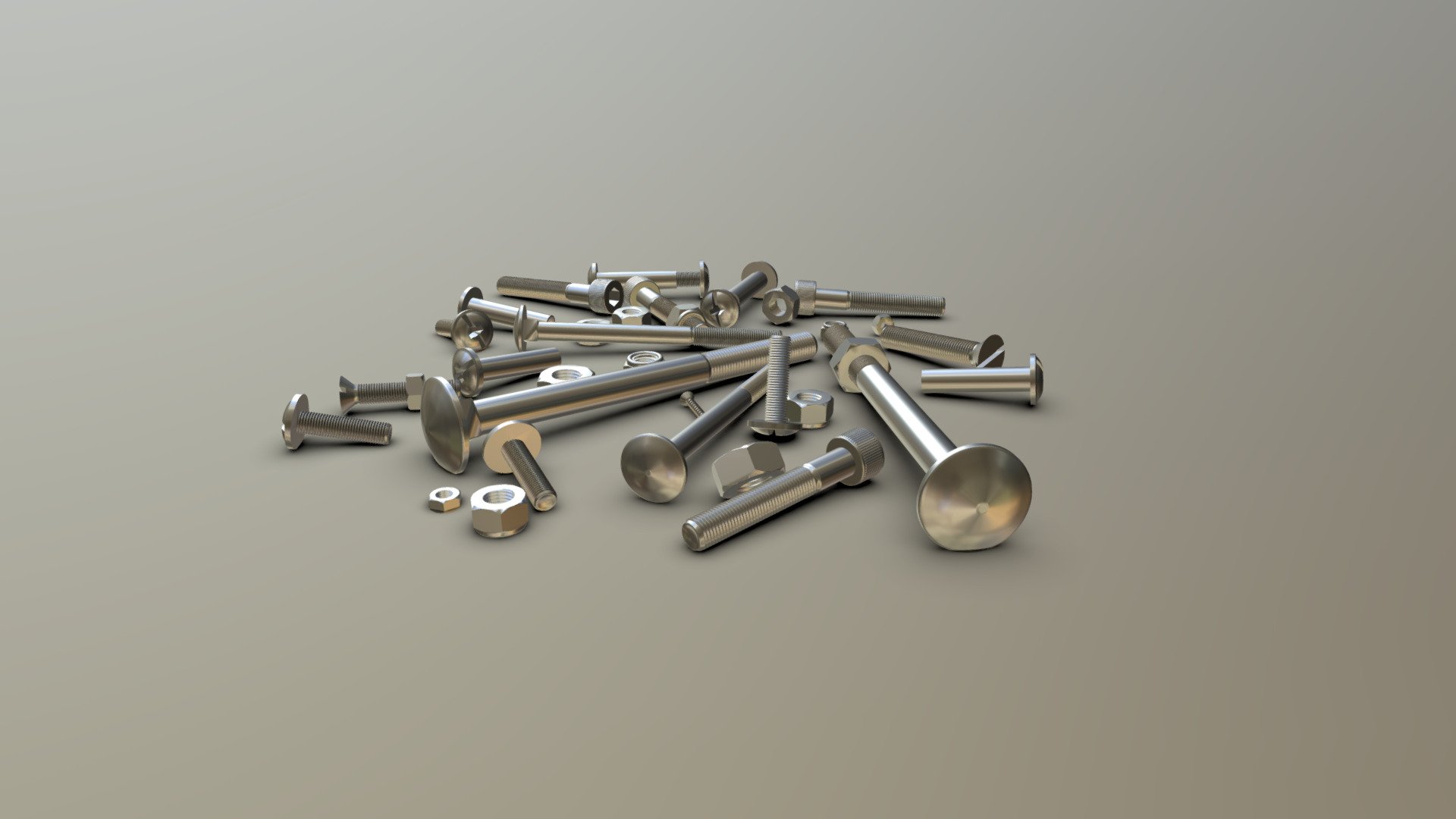 A Pile Of Screws 3d model