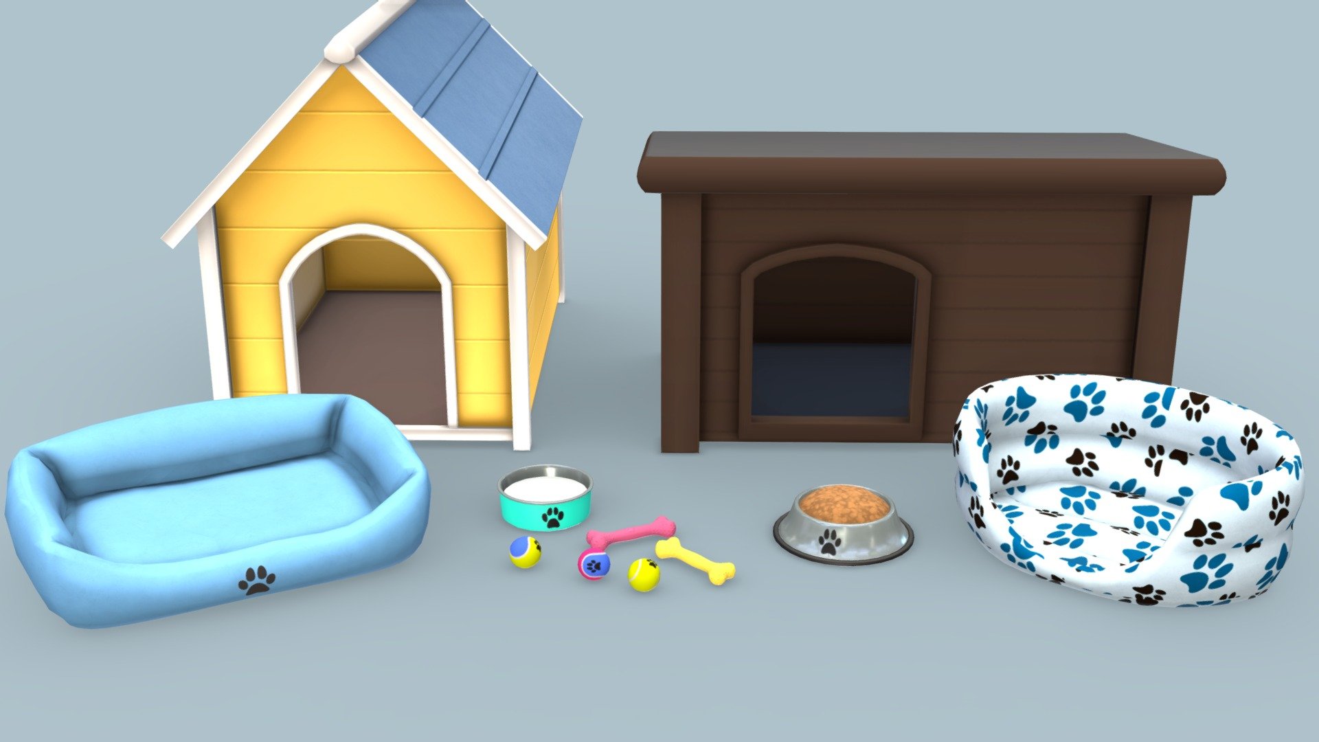 Dog objects 3d model