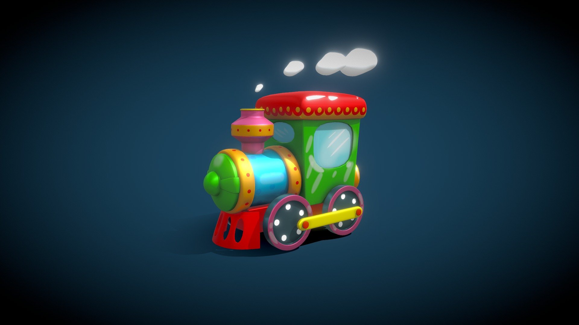 cartoon locomotive 3d model