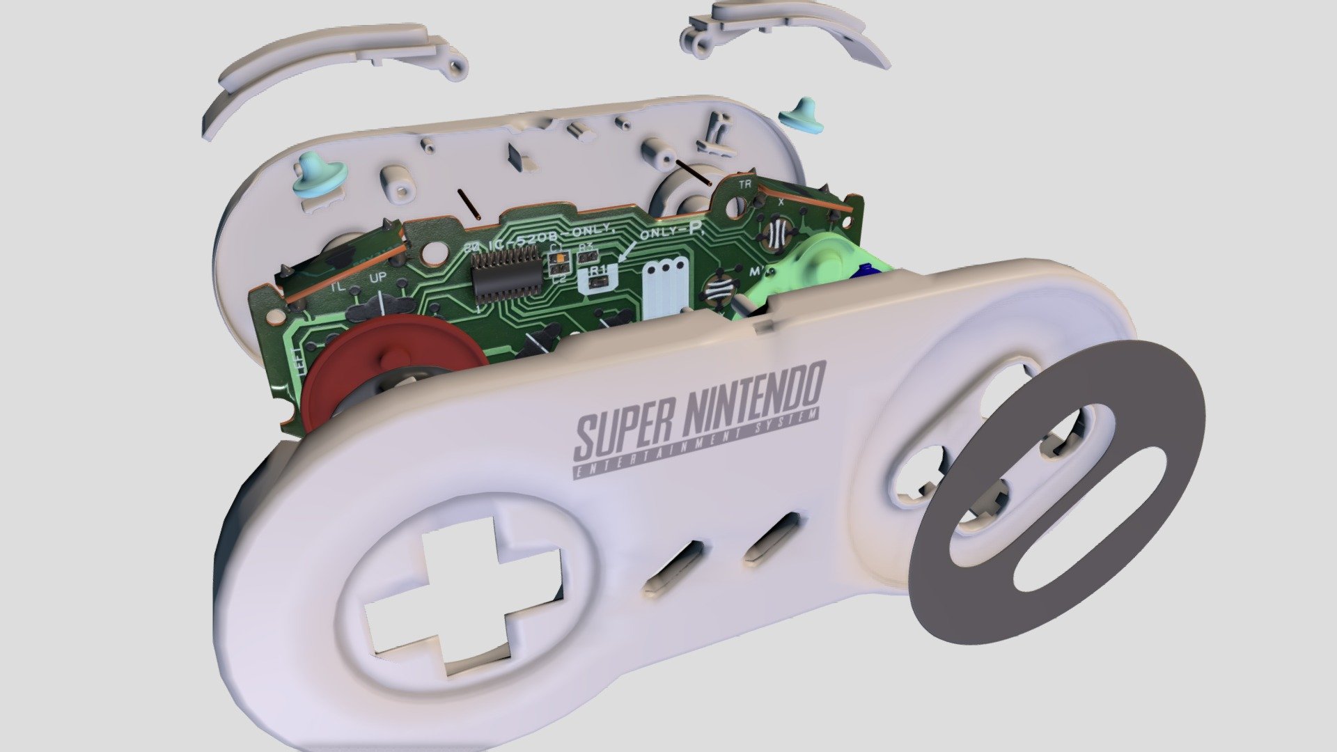 SuperNintendo Controller complete with internals 3d model