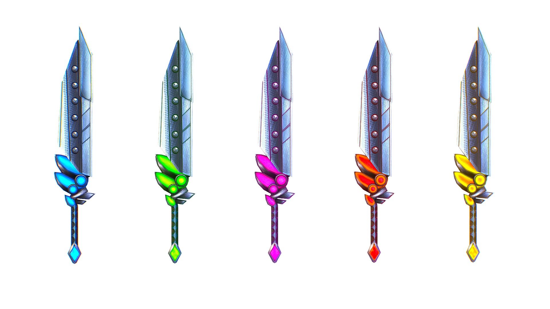 a set of cutting weapons 3d model