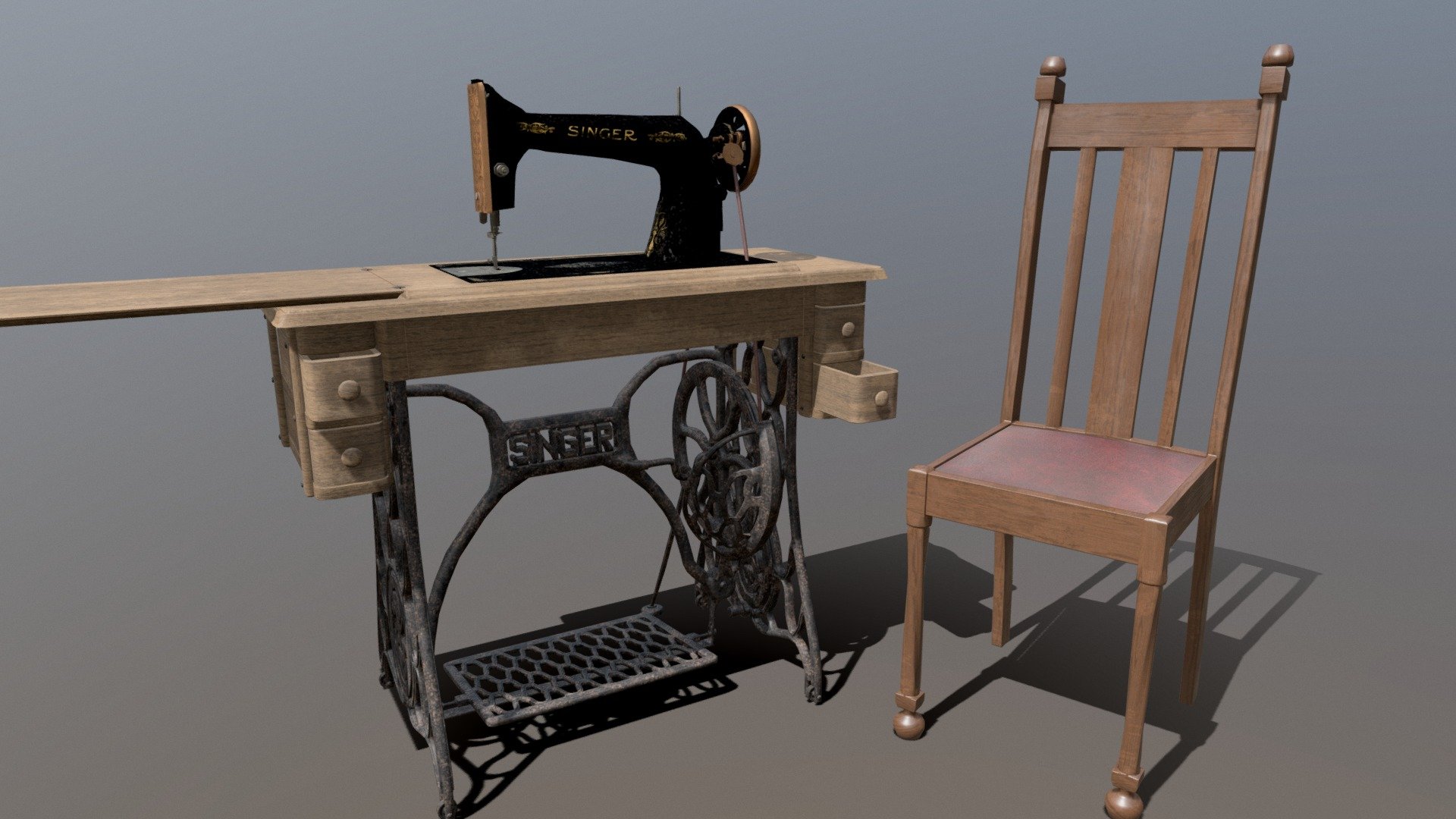 Table- Singer Sewing Table 3d model