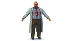 a disheveled fat old man in a chemistry coat