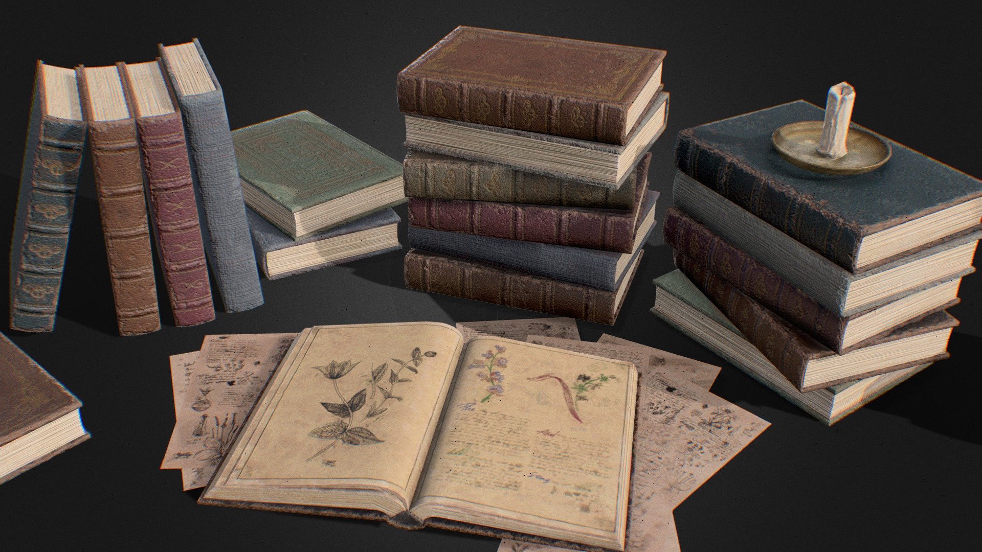 Victorian Books 3d model