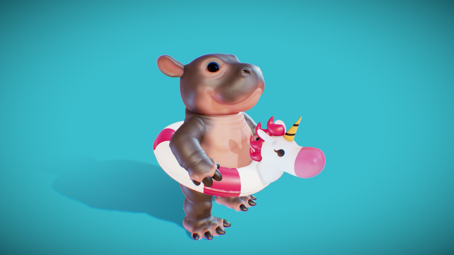 Pool Party Hippo 3d model