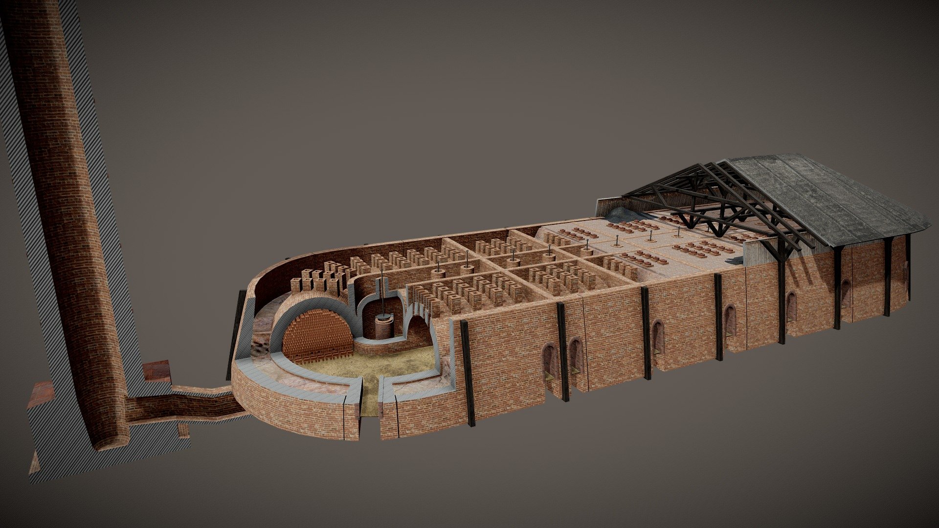 Piec Hoffmanowski, Hoffmann Kiln 3d model