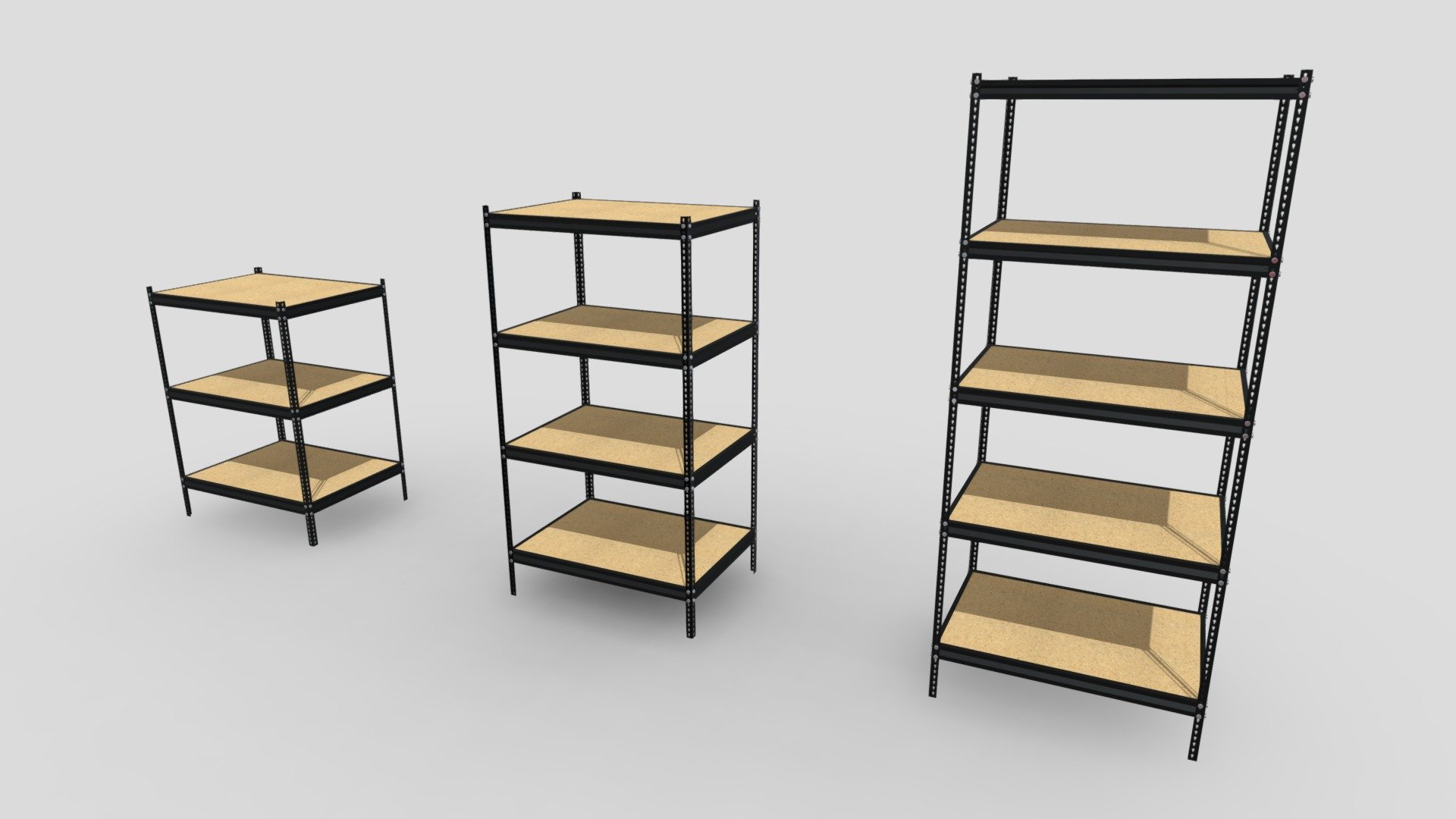 Heavy Duty Industrial Metal Shelf Collection 3d model