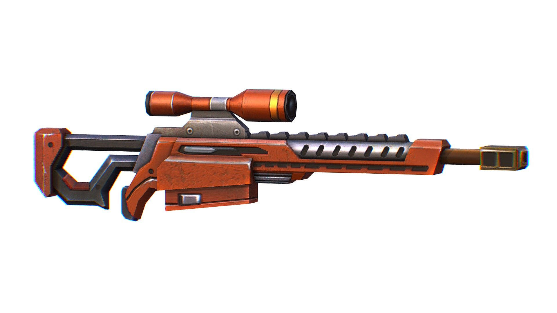 LowPoly Cartoon Sci-Fi Sniper Rifle Future 3d model