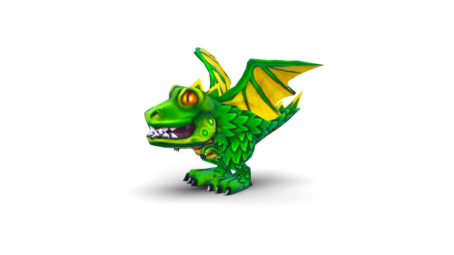 lowpoly 3d model cartoon green dragon 3d model