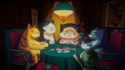 Cats playing poker