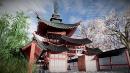 Pagoda Structure Scene