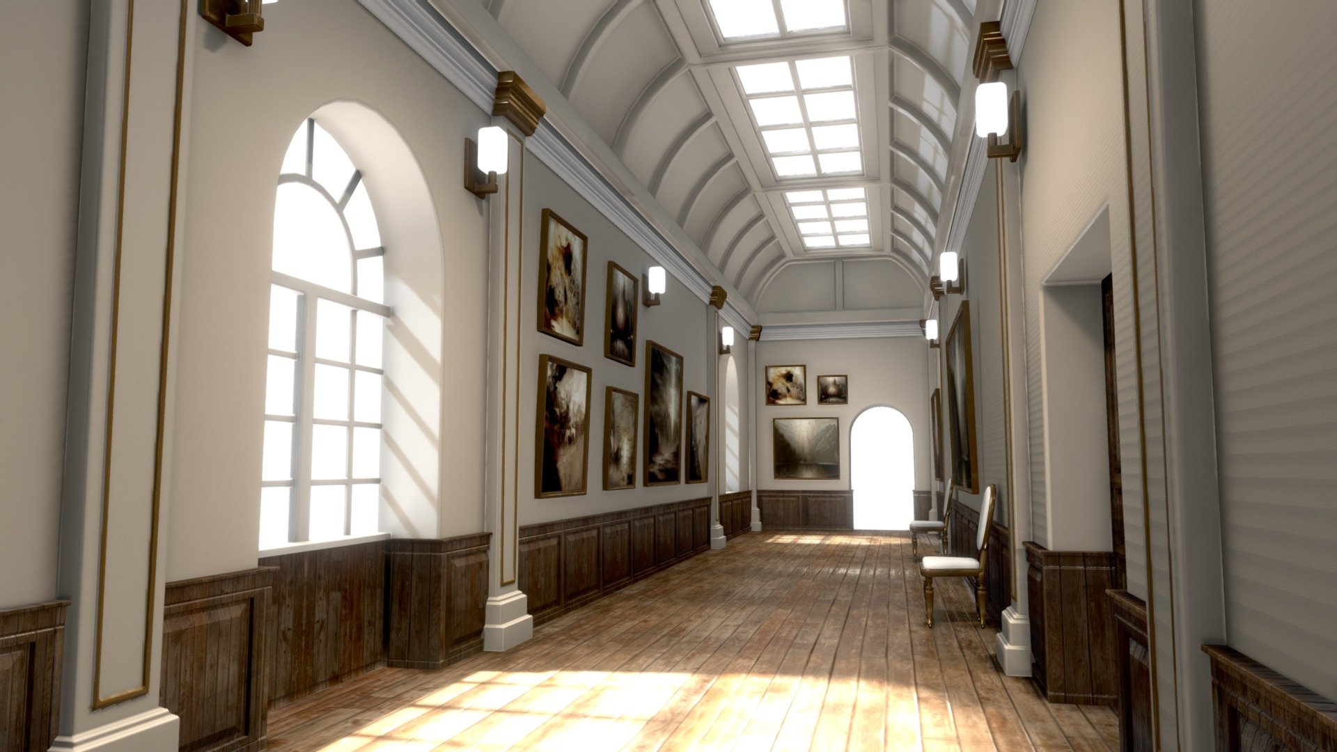 Art Gallery Hallway 3d model