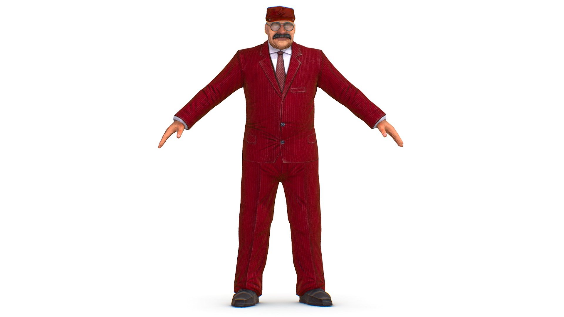 LowPoly Man Body Boss Jacket Suit 3d model