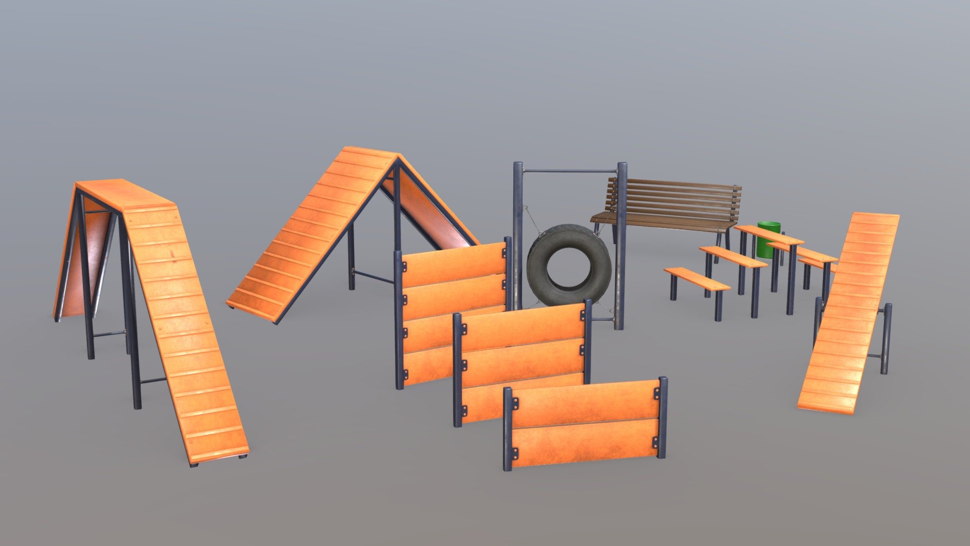 Dogs Park 3d model