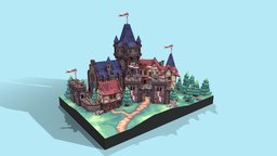 Low-Poly Pixelart Medieval Town