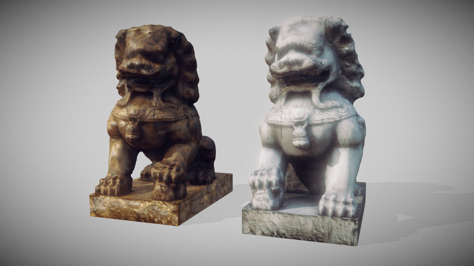 Imperial guardian lions 3d model