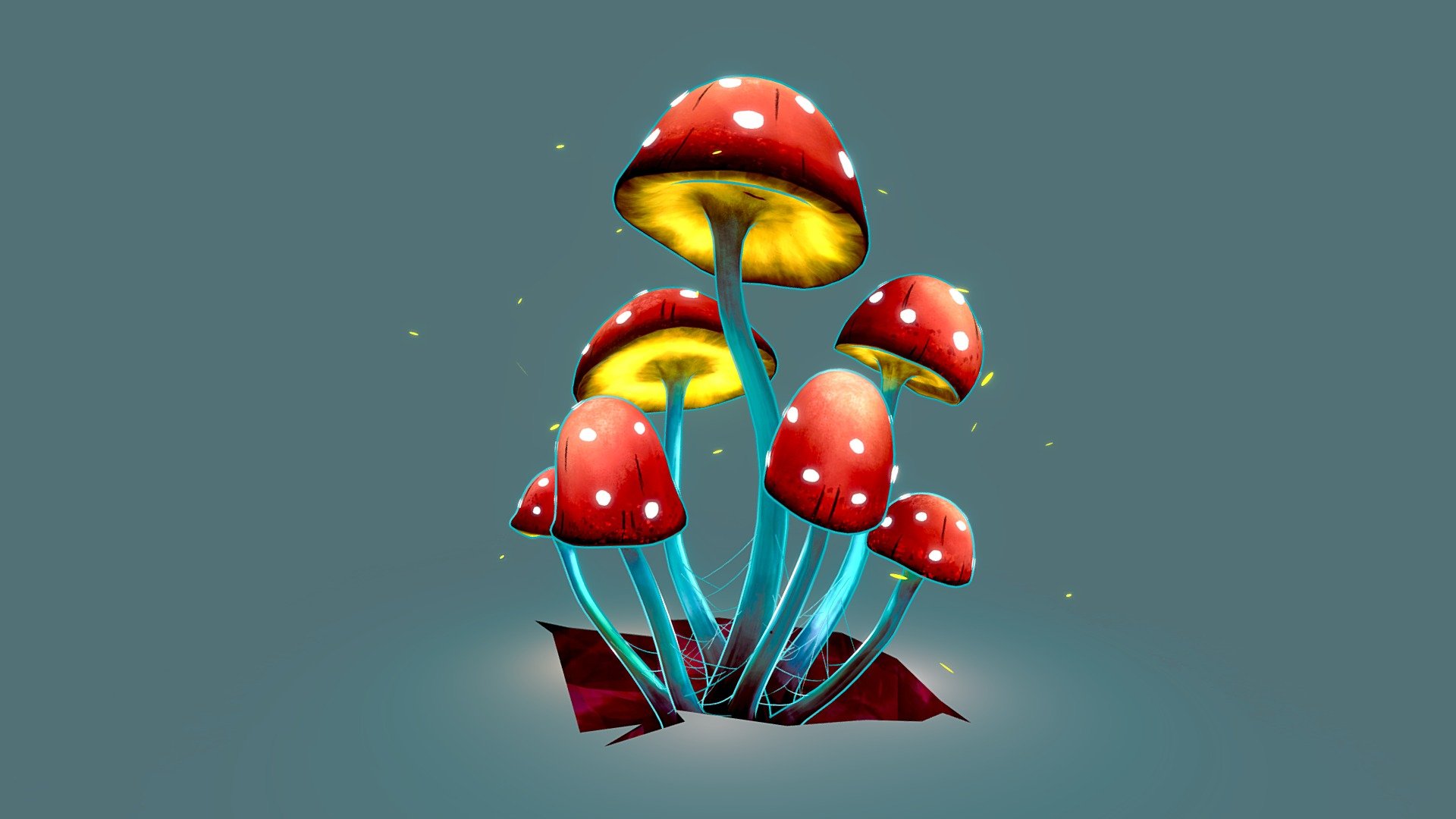 Glowing Mushrooms 3d model