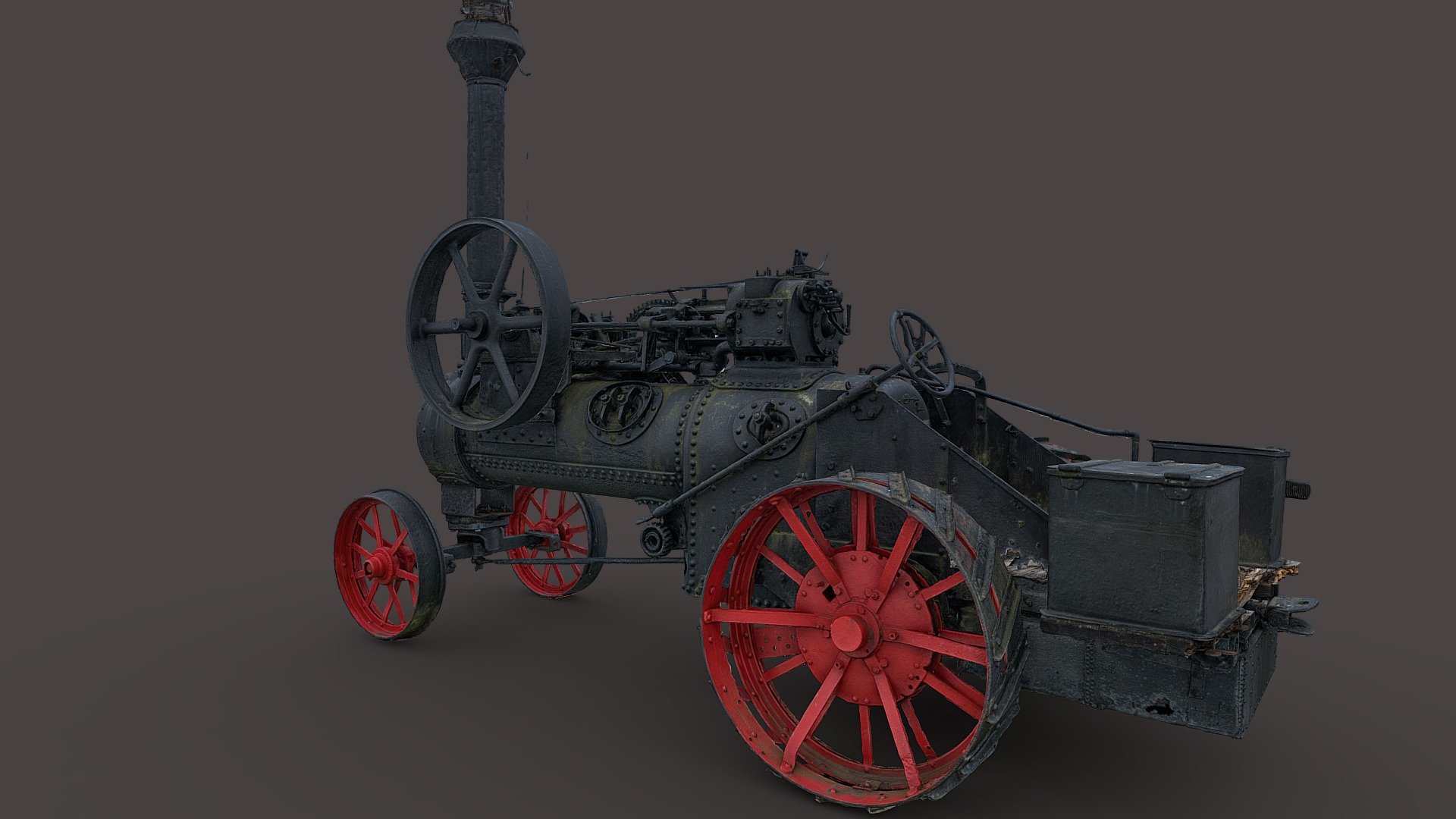 Steam-powered tractor 3d model