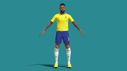 3D T-Pose Neymar Brazil Worldcup 2022