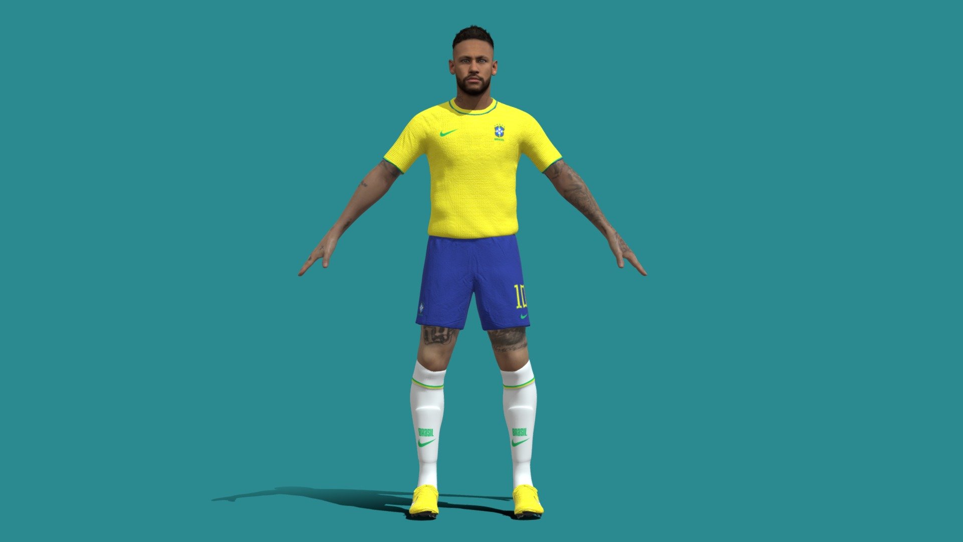 3D T-Pose Neymar Brazil Worldcup 2022 3d model