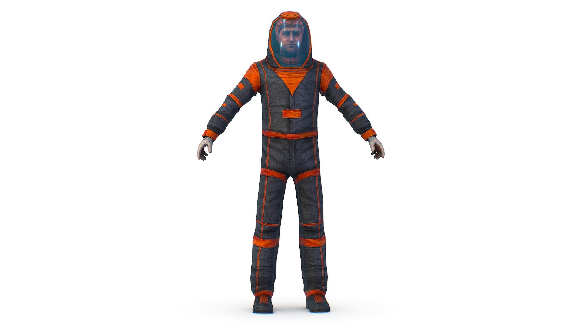 young male lab technician in a chemistry suit 3d model