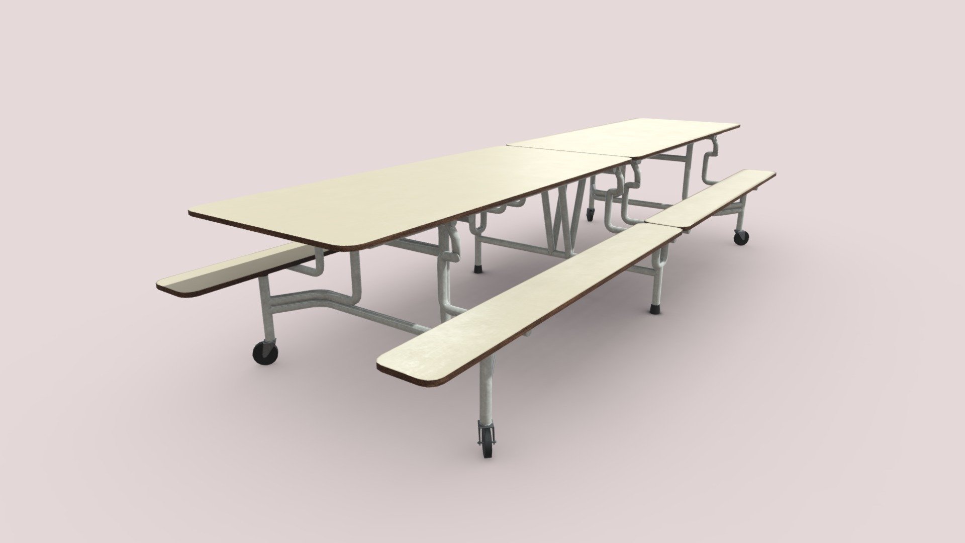 School Cafeteria Table 3d model